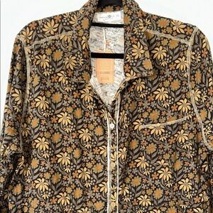 NATURAL LIFE Mustard and Olive Floral Button-up, new with tag.